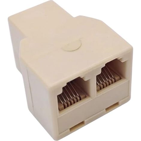 Répartiteur RJ12 6P6C (1 femelle vers 2 femelles) pour ligne téléphonique, adaptateur modulaire bidirectionnel pour téléphone fixe, télécopieur et modem DSL, beige (1/5)