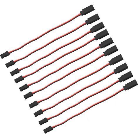 10 Câbles d'Extension Servo 3 Broches 200mm pour Modélisme, Connecteurs Mâle-Femelle en Laiton (1/5)
