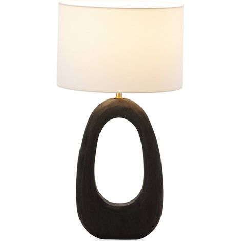 Lampe de table design en bois de manguier noir et doré élégant - Noir bois de manguier doré (1/5)