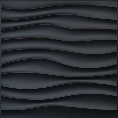 Lot de 12 Panneaux Ondulés en PVC, Panneaux Muraux 3D pour Décoration Murale Intérieure, 50×50cm, 3㎡, Noir (1/5)