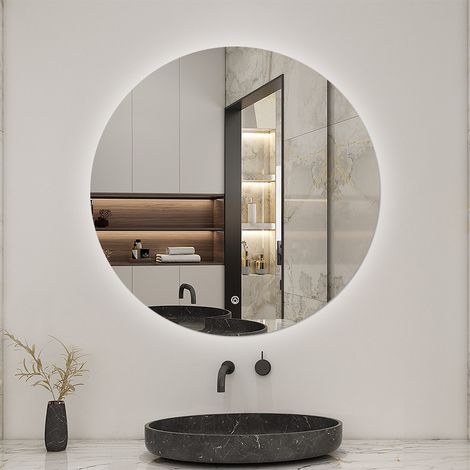 AICA Bathroom Round 800MM LED Mirror with Dimmable LED Illuminated, Memory function and Touch control Wall Mounted Vanity Mirror (1/5)