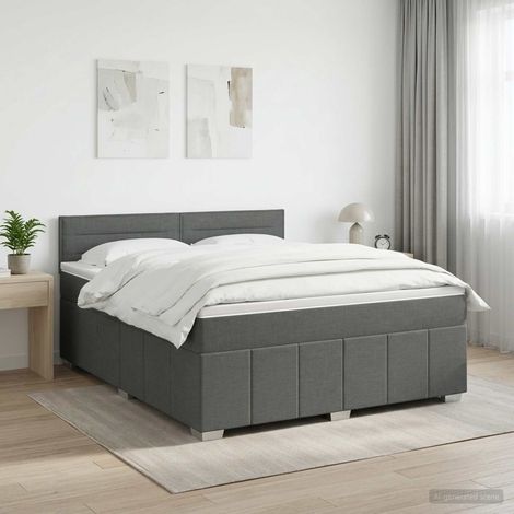 Lit boxspring avec matelas Gris foncé 140 x 190 cm Tissu (1/5)