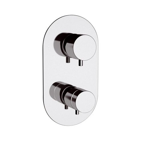 Rubinetto doccia nero opaco con deviatore a tre vie su unica piastra - serie minimal thermo (1/2)