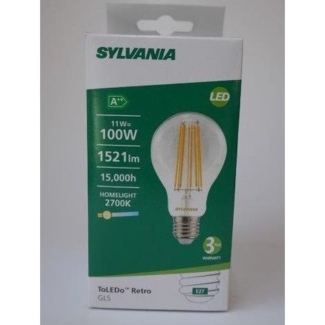 Ampoule filament LED 11W format A70 2700K 1521lm culot E27 230V non dimmable ToLEDo Retro GLS SYLVANIA (1/6)