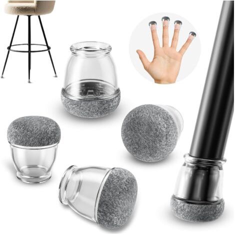 Mini Patins Chaise 10-15mm, 16 pièces Embouts Pieds de Chaise Transparents Ronds, tampons Feutre Gris Tabouret (1/5)