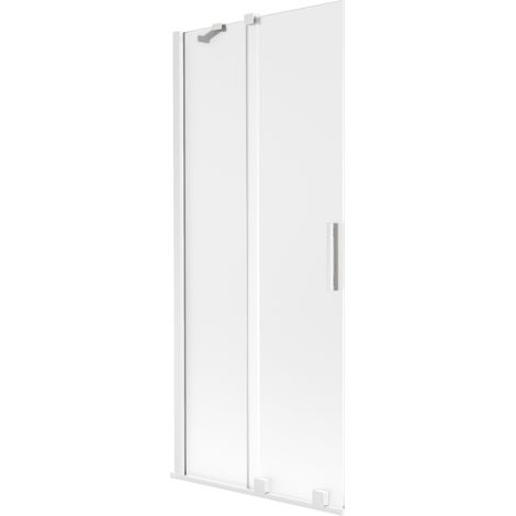 Paroi de baignoire coulissante 2 volets Mexen Velar 85 x 150 cm, givrée, blanche - 896-085-000-31-20 (1/2)