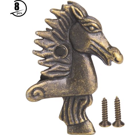 8Pieds de Meuble en Bois en Forme de Tête de Cheval, Supports d'Angle pour Coins de Meuble, Protection de Pieds, Lot de 8 (1/5)
