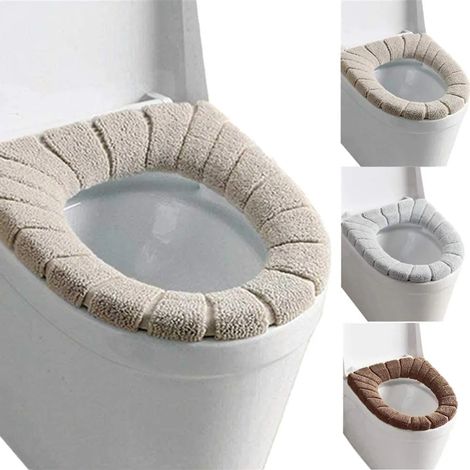 Fundas para asiento de inodoro, 3 unidades, suaves, gruesas, lavables y elásticas (1/5)