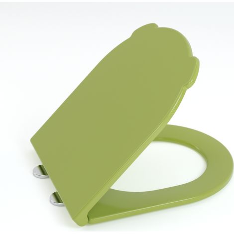 Abattant WC Forme D Universel en Thermodur AquaWise Céramique Anti-jaunissement,Cuvette Toilette avec frein de chute Déclipsage Rapide Vert