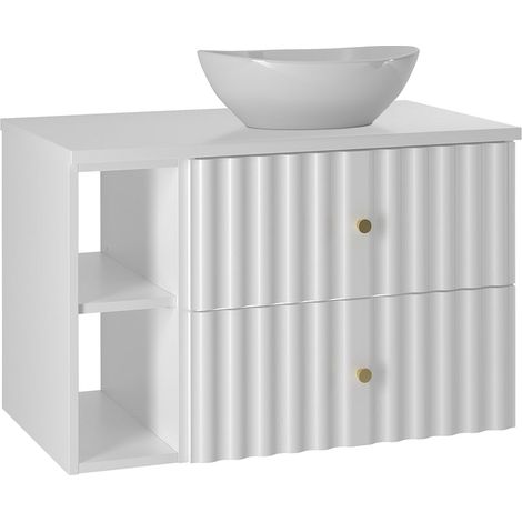 Mueble lavabo individual 80cm 2 compartimientos Izae Blanco (1/4)