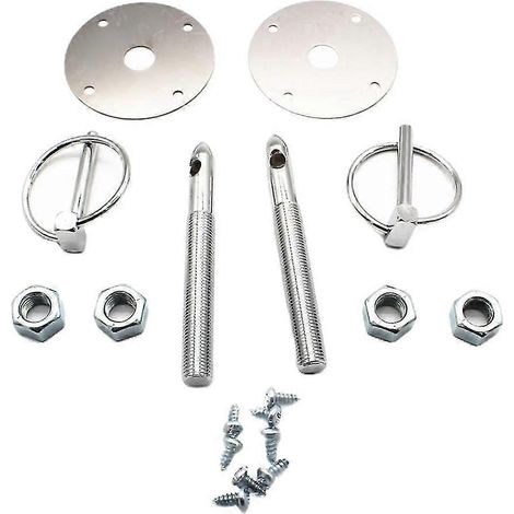 Ensemble de goupilles de capot en acier inoxydable chromé pour voitures de course Chevy, Ford et Mopar (1/5)