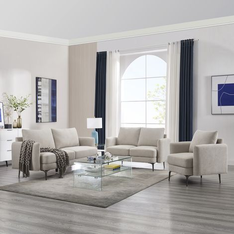 SOFIA MODERN SCANDI STYLE FABRIC LIVING ROOM 1+2+3 SEATER SOFA SET (1/5)