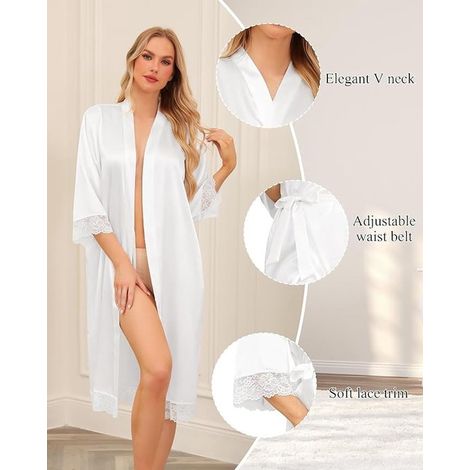 Bata de satén para hombre y mujer - Kimono de lujo con escote en V para el hogar y el spa (1/5)