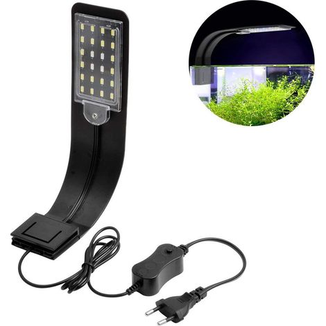 Lampe LED pour aquarium, clip réglable, design ultra-mince, pour poissons et plantes aquatiques, cadre noir.-AquaForge (1/5)