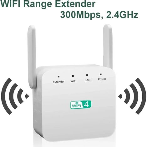 Amplificateur de signal WiFi 5G / Booster de réseau WiFi (300 m, 2,4 GHz, blanc, norme européenne) (1/5)