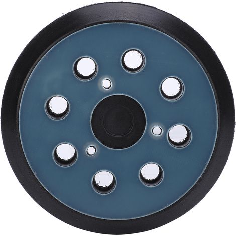 Platorello abrasivo rigido in PU nero da 125 mm - 8 fori, 3 occhielli, montaggio stabile, antipolvere, compatibile con levigatrici orbitali (1/5)