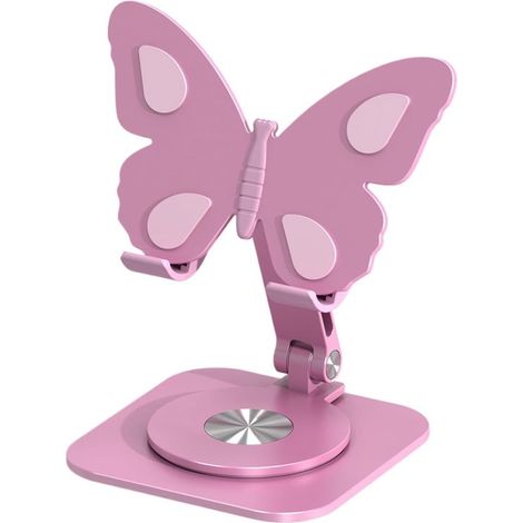 Supporto da tavolo per telefono - Supporto regolabile - Ergonomico - Lega di alluminio antiscivolo - 15 x 12,6 cm - Rosa (1/5)