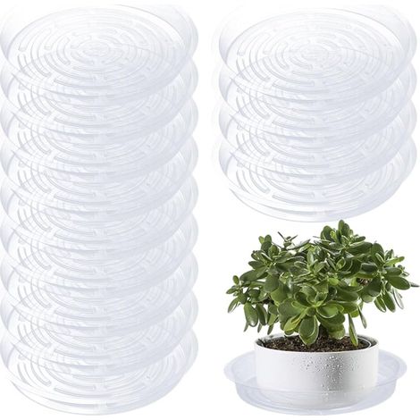Lot 20 Soucoupe Transparente pour Pots Fleurs Plastique Robuste (1/5)