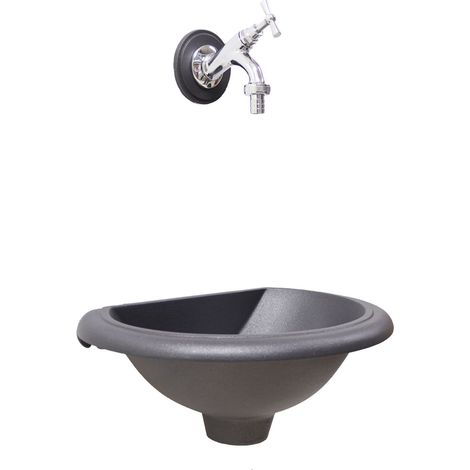 Fontana a muro mod.Olbia per casa giardino balcone con rubinetto in ottone finitura a scelta : ottone cromato cod.303C (1/3)