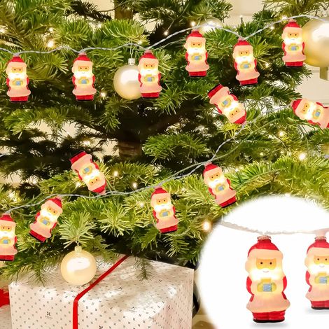 Stringhe di luci natalizie, illuminazione a 10 LED di Babbo Natale, luci natalizie, per feste, Natale, Capodanno, compleanno, matrimonio, ghirlanda decorativa luminosa, decorazioni regalo natalizie (1/5)