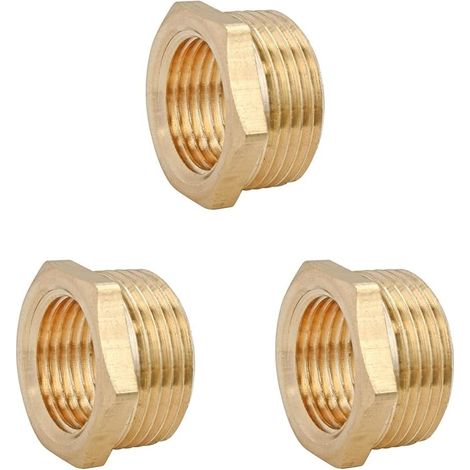 Bague Réduction Laiton 6 Pans - Lot de 3 - Mâle 20/27 Femelle 15/21 - Raccord Plomberie (1/2)