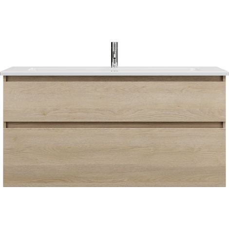 burgbad Lin20 lavabo en céramique blanc brillant avec meuble