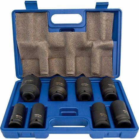Adler Juego de dados de impacto 3/4" 8 piezas, herramienta profesional para ensamblaje y mantenimiento, diseño reforzado, recubrimiento protector, alta resistencia, color metálico.