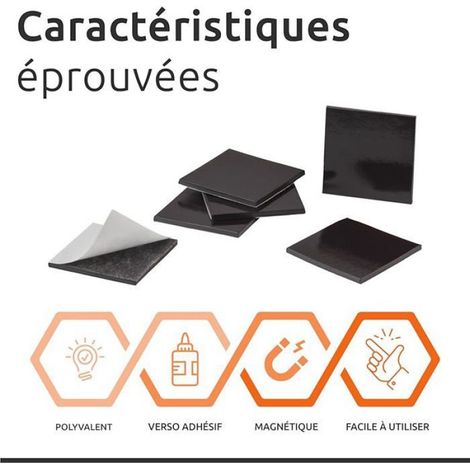 Aimants Autocollants 100 pièces Plaque magnetique Autocollantes adhésives 20x20x1,2mm pour Fixer avec 100x 20x20x1,2mm (1/5)