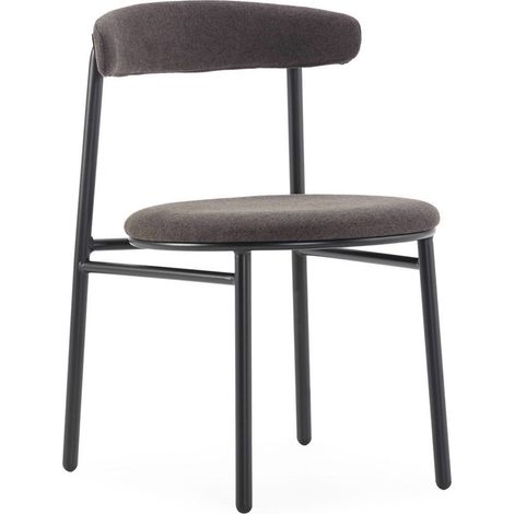 Chaise noire en métal et tissu - Noir et San Remo noir (1/5)
