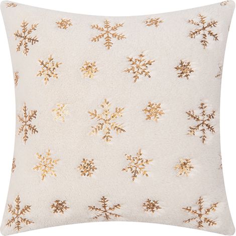 Ensemble de coussins flocons de neige de Noël 2024, broderie de sequins, coussin pour canapé de salon, coussin peluche pour le jour de Noël (1/5)