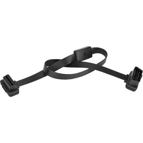 Connecteur d'extension OBD2, adaptateur répartiteur résistant à la chaleur flexible mâle à femelle 16 broches noir pour véhicules (1/5)