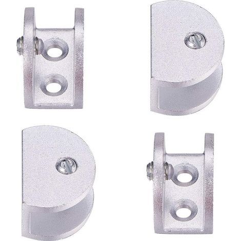Lot de 4 supports de serrage réglables en alliage d'aluminium pour étagère en verre de 8 à 12 mm d'épaisseur (semi-circulaire) (1/3)