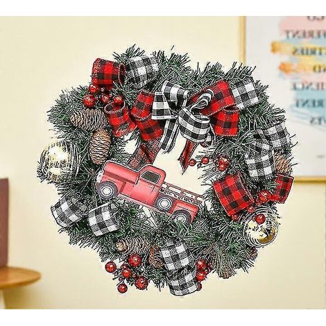 Couronne de Noël camion rouge, décorations de porte, fenêtre, mur, décoration intérieure, guirlande de fête A