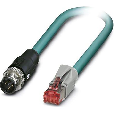 Câble Ethernet catégorie 5 Feuille d'aluminium, tresse en cuivre étamé Phoenix Contact, Bleu, 5m Avec connecteur Droit, ( Prix pour 1 )