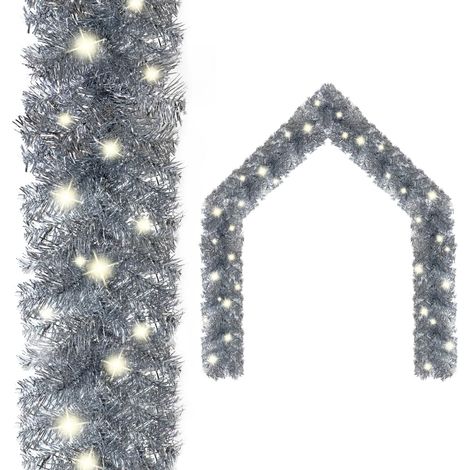 Weihnachtsgirlande mit LED 10 m Silbern