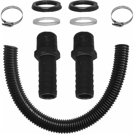Tuyau de raccordement du recuperateur dEau de Pluie, y Compris 2 Douilles de Tuyau avec Contre-écrou - Kit de Raccordement pour Tonneau de Pluie, 50cm, 25mm (1/5)