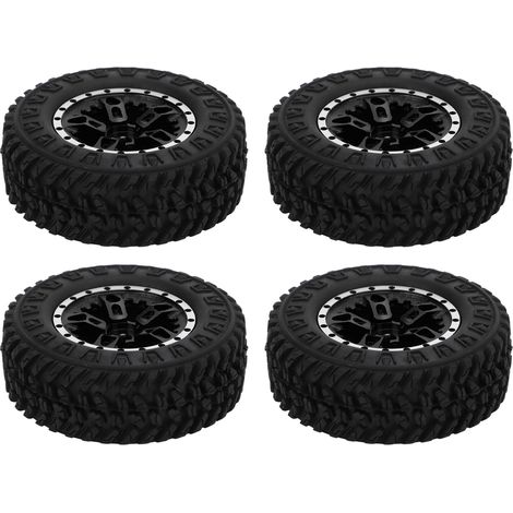 Pneus avant et arrière de 55 mm avec jante métallique à 5 branches pour voiture RC Axial SCX24 1/24, noirs (1/5)
