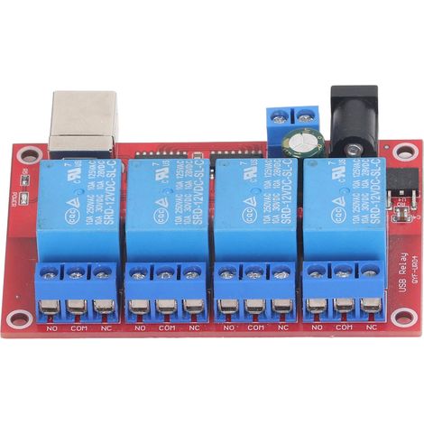 Module relais 4 canaux avec pilote USB, carte relais CC sans fil, commande par ordinateur, carte PLC, 3 modes de fonctionnement, 12 V (1/5)