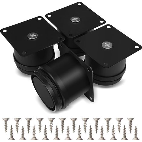 Lot de 4 pieds ronds pour canapé et lit - Pieds de support réglables - Pieds de meubles - Patins de protection pour pieds de chaise - Pieds de meubles en acier inoxydable - Noir (1/5)