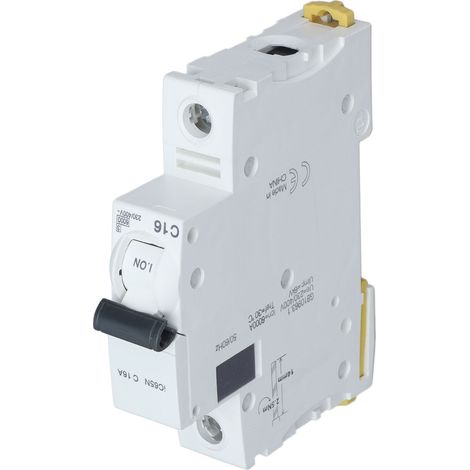Disjoncteur miniature 1P, isolateur de courant différentiel, montage sur rail DIN, 230 V/400 V, 16 A, IC65N C16 (1/5)