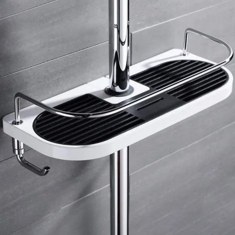support de rangement salle de bain Support de colonne de douche sans perçage(corps ABS et bâche en acier inoxydable) (1/4)