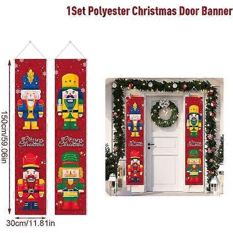 Décoration de porte de Noël, bannière « Joyeux Noël », décoration à suspendre pour la maison, ornement de Noël, cadeau de bonne année, Hu Taobing 1 (1/5)