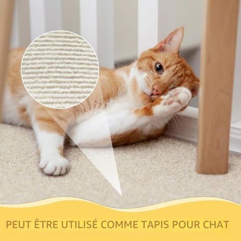 Griffoir Chat Canapé 200X40cm Tapis Griffoir Adhésif, Anti Griffe DIY, Protection Canapé pour Meubles, Murs (Gris Clair) (1/5)