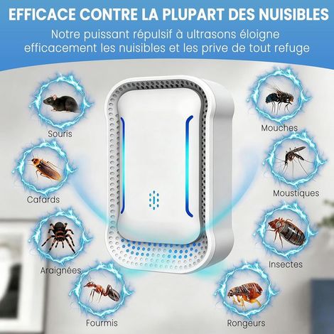 Ultraschall-Repellent 2026, 4er-Pack, gegen Mücken, Nagetiere, Kakerlaken, Spinnen, Ameisen und Fliegen, chemikalienfrei, für große Flächen. (1/5)