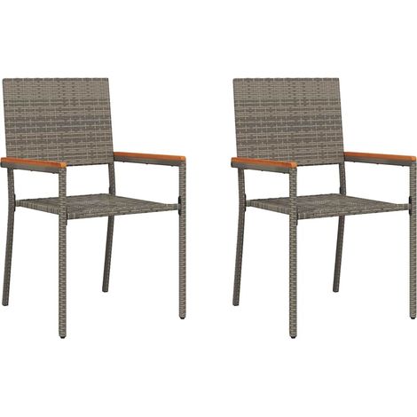 Lot de 2 Chaises empilables de jardin，Chaise d'extérieur Gris et marron CFW9853885 (1/5)