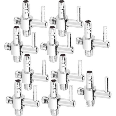 Lot de 10 valves de réglage du débit d'air pour pompe à oxygène d'aquarium en acier inoxydable, à ouverture simple et filetée. Accessoire pour aquarium.