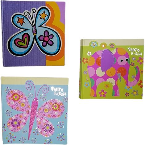 Portafoto album bimbi bambini con decoro animali per ricordo da 40 tratti 13x18 bellissimo particolare con farfalle elefante (1/5)