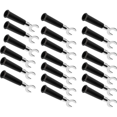 20 Connecteurs Électriques U/Y 6mm Isolés, Embouts de Câble à Fourche pour Matériel Industriel et Électronique, Lot de 20 Pièces Noir (1/5)