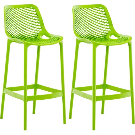 Set di 2 sgabelli da bar con schienale in plastica verde per uso esterno altezza seduta 75 cm 100006314