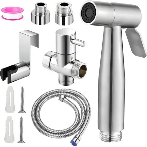Toilet Shower Kit, Intimate Hygiene Solution, Adjustable Toilet Shower Faucet, Post-Removal Cleaning and Animal Care, Connection G1/2-3/8 with Hose 150 cm (1/5)
